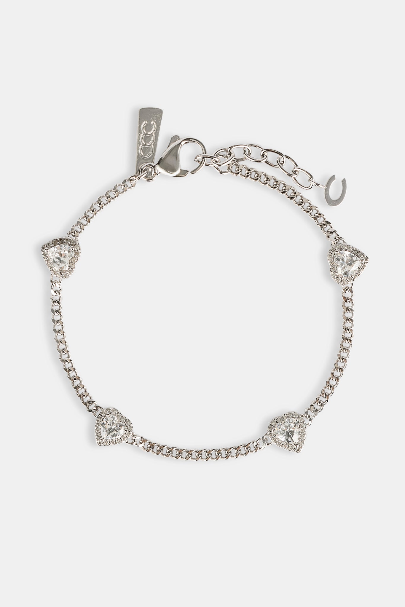 Micro Multi Heart Cuban Bracelet - White - 2.5mm